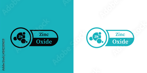 Zinc Oxide Sticker. Zn label. Organic skin care and cosmetics. Organic cosmetic components for healthy and hydrated skin.