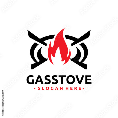 Burner gas stove logo design template. Concept of fire burning from a gas stove.