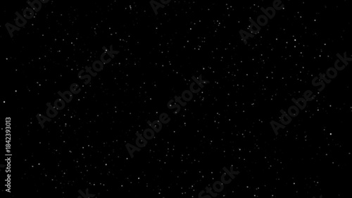 3d handmade render. Seamless footage, Professionally Designed Slow Motion Snowfall VFX Loop. Realistic Cinematic Dust Overlay. High-Density Falling white translucent Dust Particles on black background