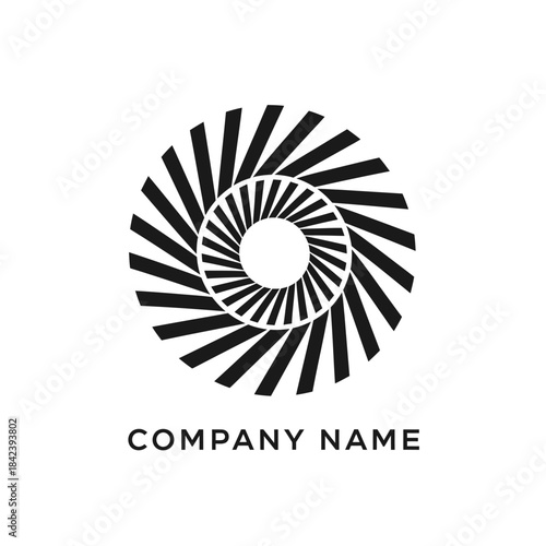 Abstract Circular Design with Radial Lines and Central Void for Modern Branding.