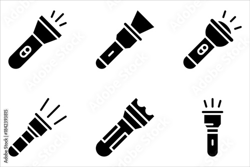flashlight icon set, vector design template on white background
