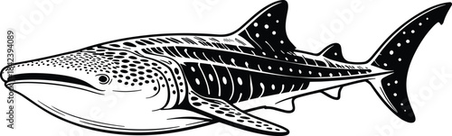 Vector illustration of a marine animal shark silhouette in the ocean, ready for vinyl design