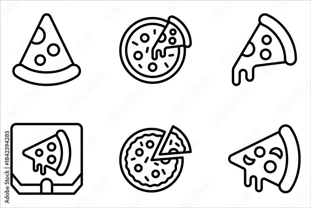 Fototapeta premium Pizza icons set. Pizzeria food icon symbol on white background