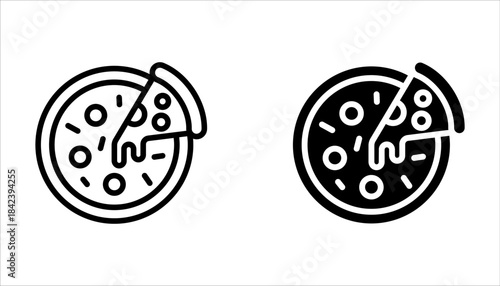 Pizza icons set. Pizzeria food icon symbol on white background
