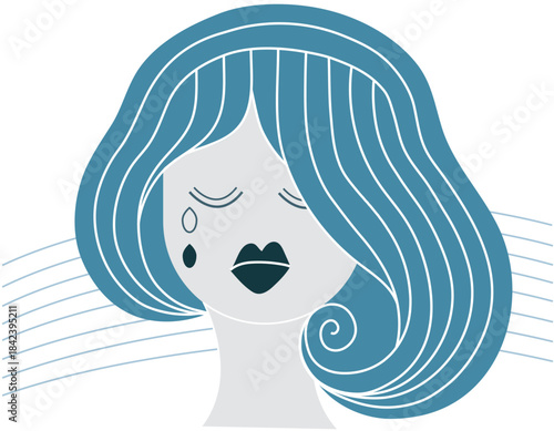 	
Illustration of sadness – woman’s face with a tear