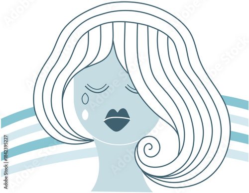 Minimalist illustration of sadness – crying face