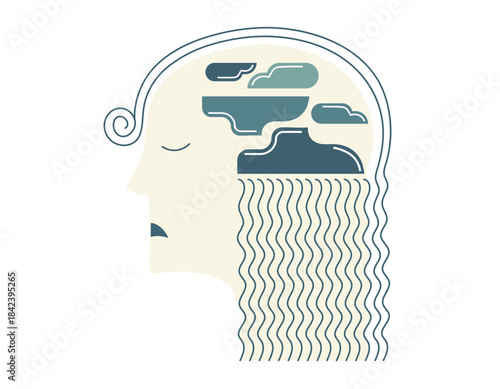 Minimalist illustration of sadness – crying mind