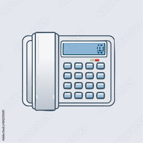 Classic office desk phone illustration for reliable business communication and essential connection. A vintage landline device for traditional calling and professional office interaction
