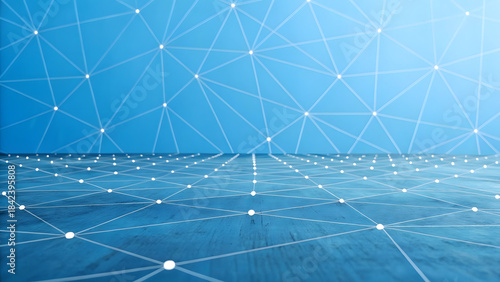 Digital blue abstract background with geometric lines and connection pattern for technology and web business illustration concept