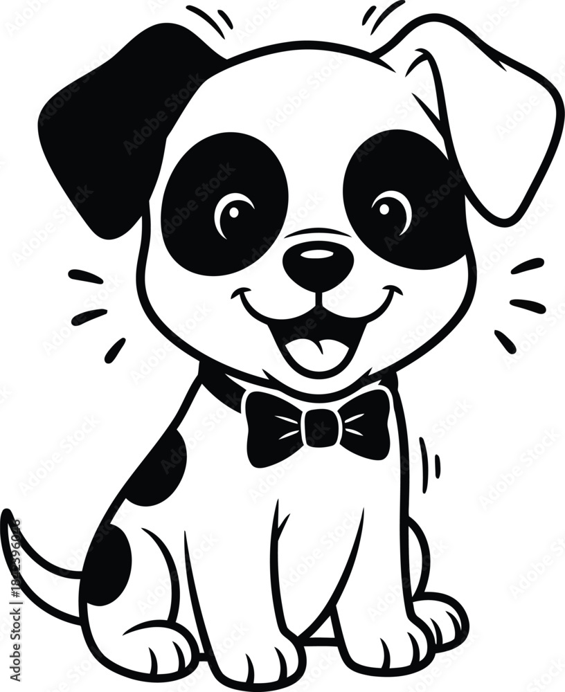 Obraz premium Adorable black and white puppy silhouette isolated on transparent background