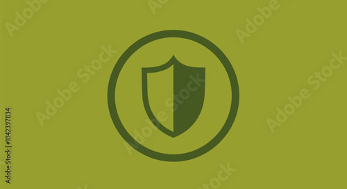 A shield icon inside a circle, set against a green background. It evokes protection