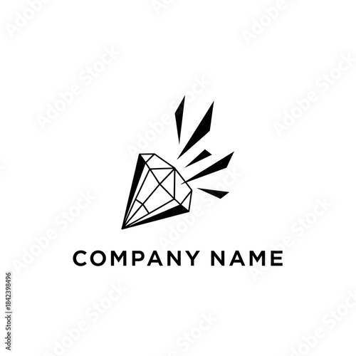 Elegant Diamond Logo Design with Geometric Facets and Sparkling Effect.