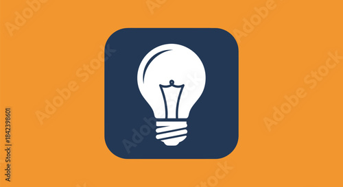 A white lightbulb icon within a rounded square on a vibrant orange background