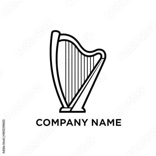 Elegant Harp Illustration - A Symbol of Music and Artistry.