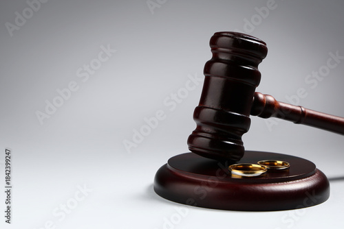 Judge's gavel with wedding ...