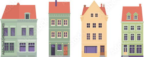 Black and white Amsterdam canal houses illustration, traditional Dutch architecture silhouettes, historic European buildings, classic cityscape design, vintage urban artwork