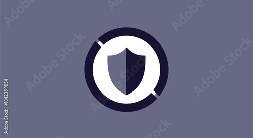 A shield icon inside a broken circle on a gray backdrop
