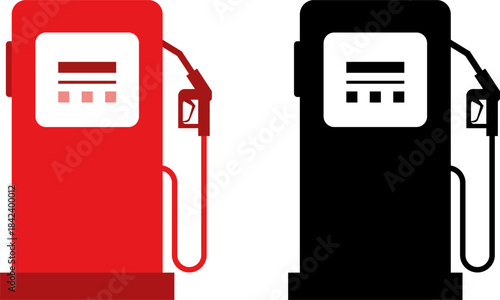 Full Service: Red and Black Gas Pump Station Icons