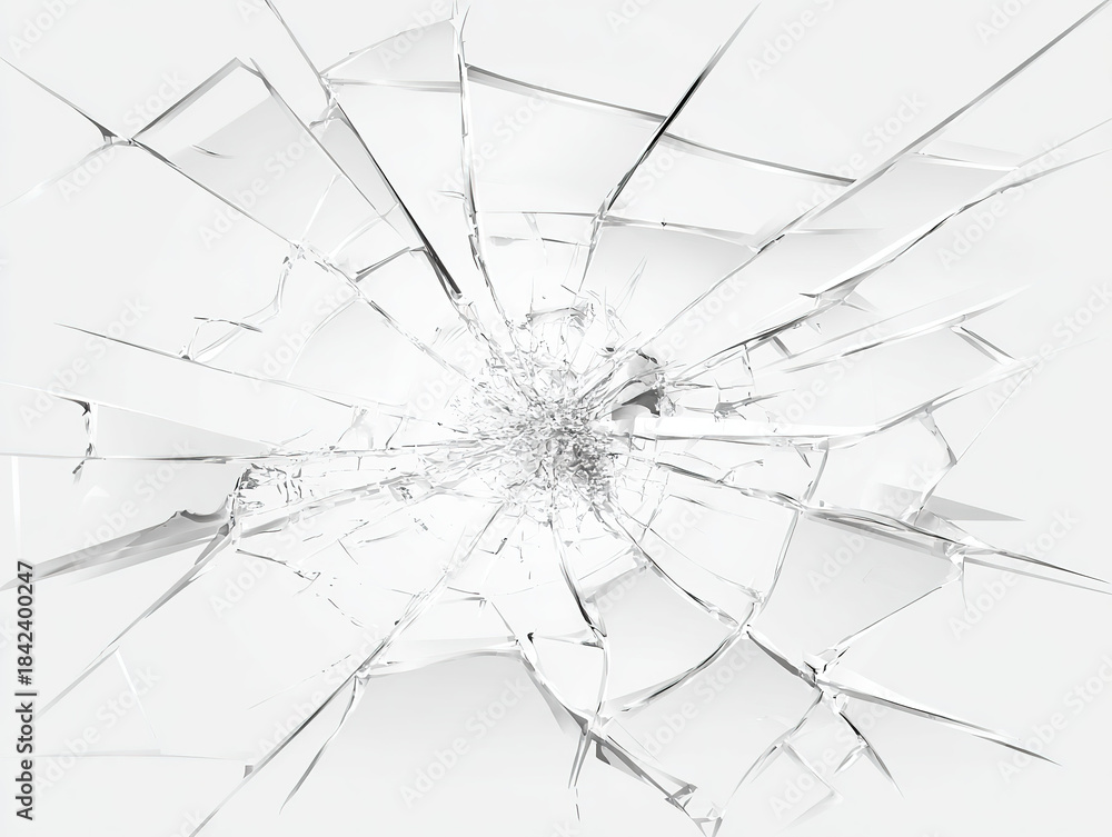 Obraz premium Glass Shattering Effect on White Background - Decor Design Material 