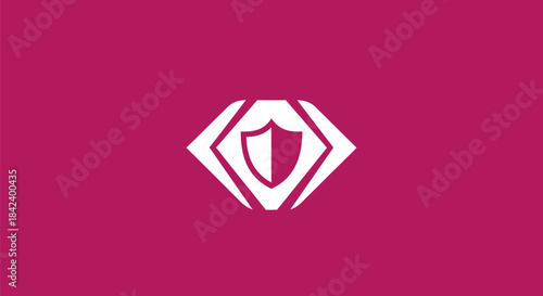 A white shield icon nested inside a diamond-shaped frame, centered on a maroon background