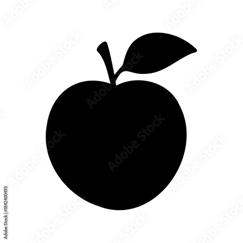 Vector illustration of a fresh green apple with a leaf, featuring a healthy organic fruit design in a juicy, ripe style isolated on black