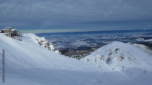 rocks, snow, tourists, climbers, skiers, mountain peak, winter, Kasprowy Wierch, Poland