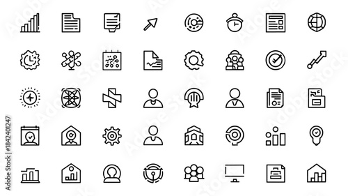 A clean collection of symbols for performance metrics, staff selection, company reports, and professional communication.