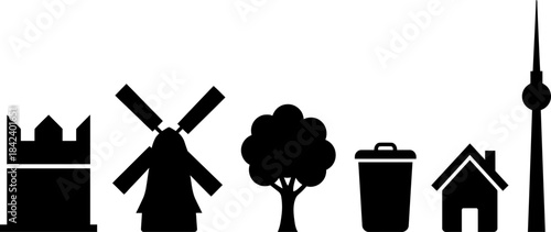 Minimalist black and white line art silhouette of a solitary tree with a transparent background emphasizing its intricate branches and tranquil