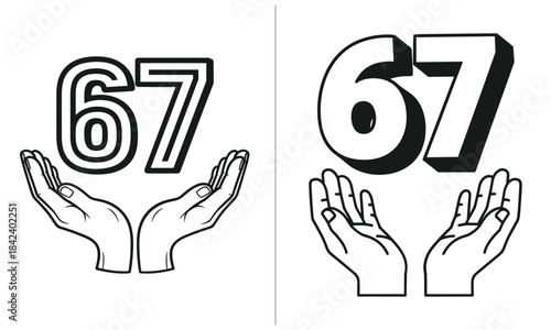 I survived 67 days of school design with bold checkerboard number 67, celebratory stars and raised hands, fun end of school quote typography for teachers