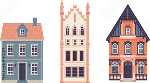 Black and white Amsterdam canal houses illustration, traditional Dutch architecture silhouettes, historic European buildings, classic cityscape design, vintage urban artwork