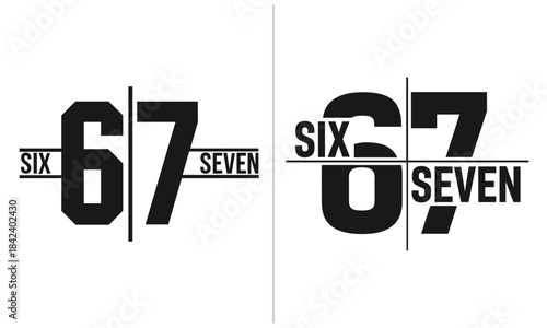 67 number design with cute bows, polka dots and lace border, girly sixty seven birthday coloring page style illustration for kids fashion t shirt print,