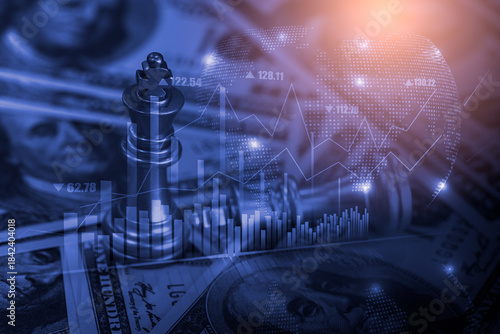 Stock market or forex trading graph and candlestick chart suitable for financial investment concept. Economy trends background for business idea and all art work design. Abstract finance background.