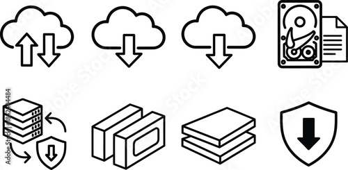 Cloud Storage and Data Icons Set