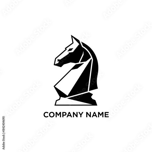 Geometric Horse Head Logo Design, Modern and Minimalist Style, Black and White.