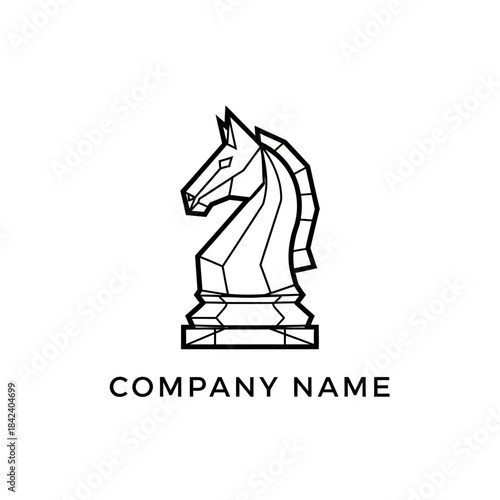 Geometric Knight Chess Piece Logo Design for Strategy and Innovation.