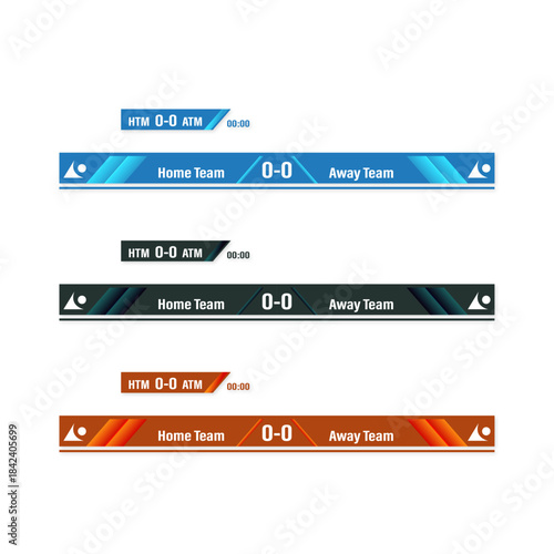 Broadcast sports match set with three sports banners different color options