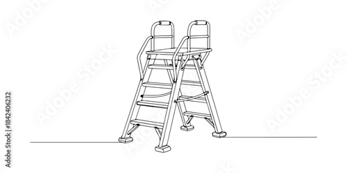 Continuous one line of a secure ladder with stable structure, fall prevention theme, hand drawn vector illustration.