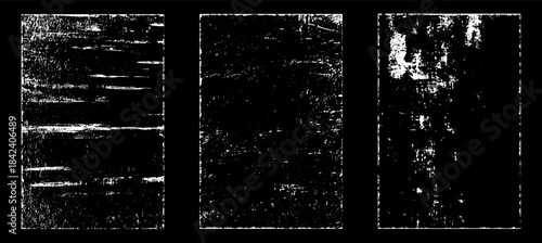 Grunge worn paper effect. Overlay texture stamps with old paper. Stamps distress grain surface dust and rough background concept. Illustration place over object to create grunge effect. Vector EPS10.
