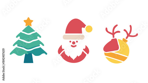 Christmas icon set .Christmas Design Element Vector Illustration Set Isolated On A Plain Background.
