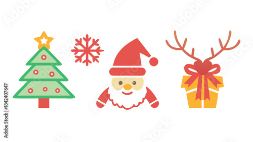 Christmas icon set .Christmas Design Element Vector Illustration Set Isolated On A Plain Background.
