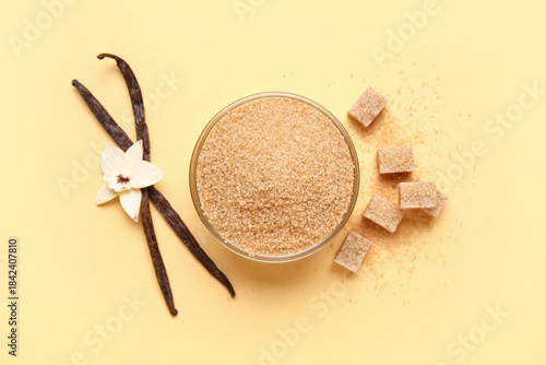 Glass bowl of vanilla sugar...