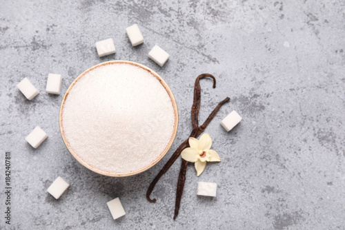 Bowl of vanilla sugar with ...