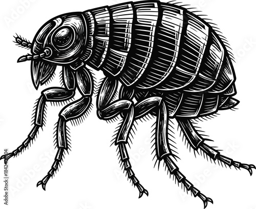 Vintage flea insect engraving illustration