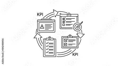Kpi dashboard cycle process management business strategy performance indicators and analytics illustration