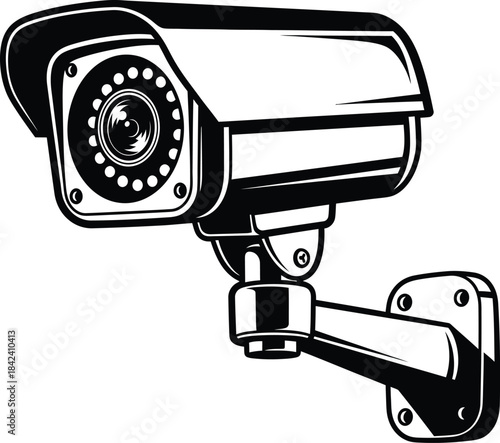 CCTV security camera wall mounted surveillance illustration