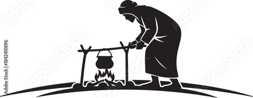 A striking collection of desert nomad silhouettes featuring travelers, camels, dunes, and traditional Middle Eastern attire