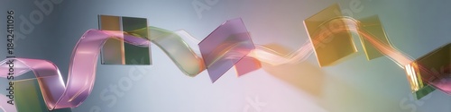 Abstract Gradient Wave with Transparent Square Blocks
