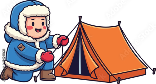 frosty foundations a cheerful spirit building a warm shelter for winter escapes, isolated on transparent background