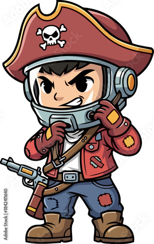 galactic swashbuckler pioneering new frontiers in a bold astropirate fusion, isolated on transparent background