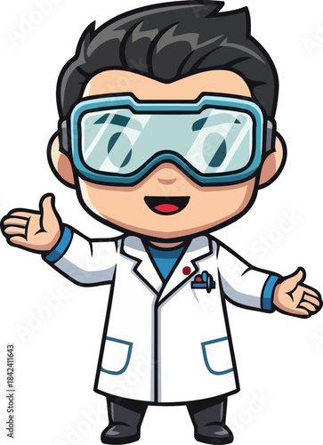 envisioning tomorrow the chibi innovator guiding pathways to discovery, isolated on transparent background